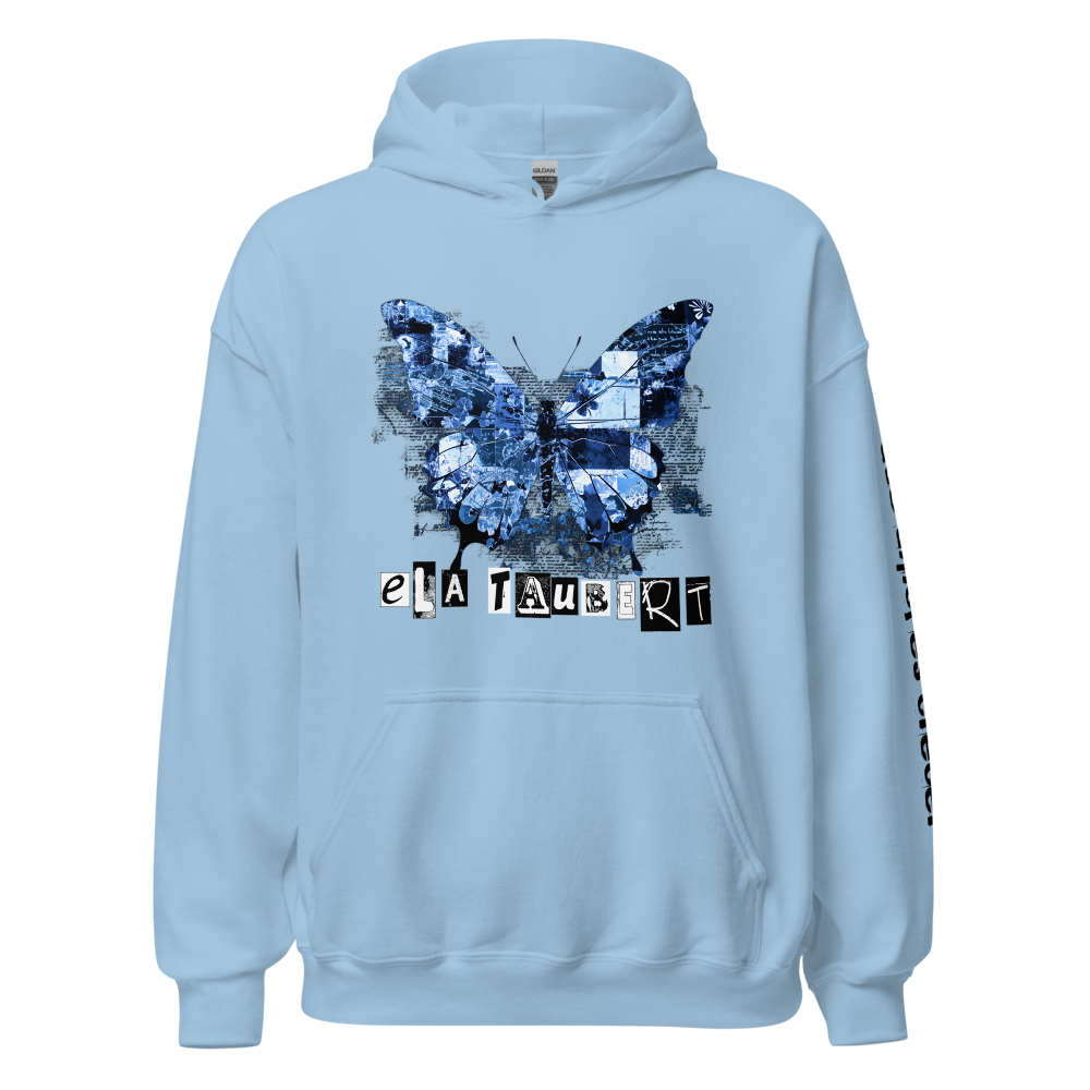 Light blue hoodie with butterfly sale